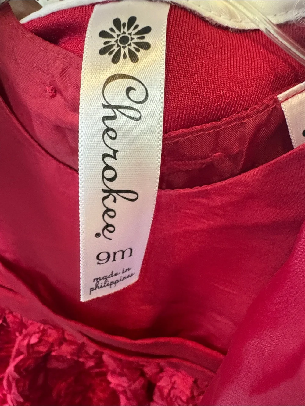 Cherokee Red Velvet Rosette Holiday Dress with Faux Fur Collar